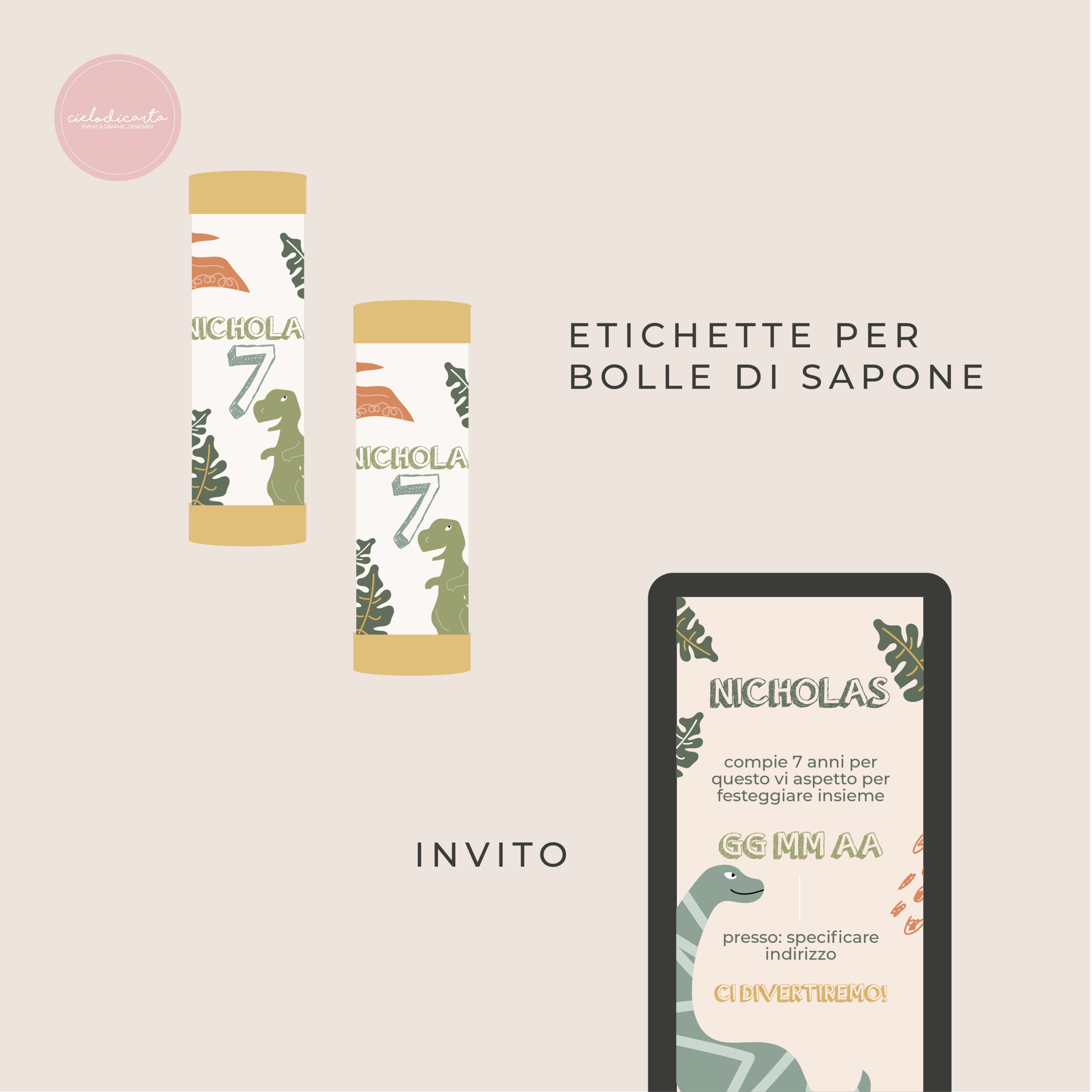 Party kit digitale "Dino's Party" - immagine 6